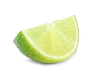 Photo of Slice of fresh green ripe lime isolated on white