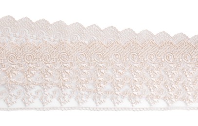 Beautiful lace isolated on white, top view