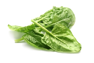 Pile of fresh spinach leaves isolated on white