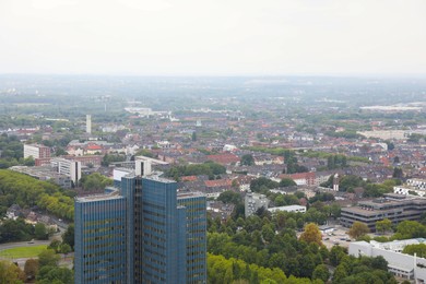 View of beautiful city with buildings and trees