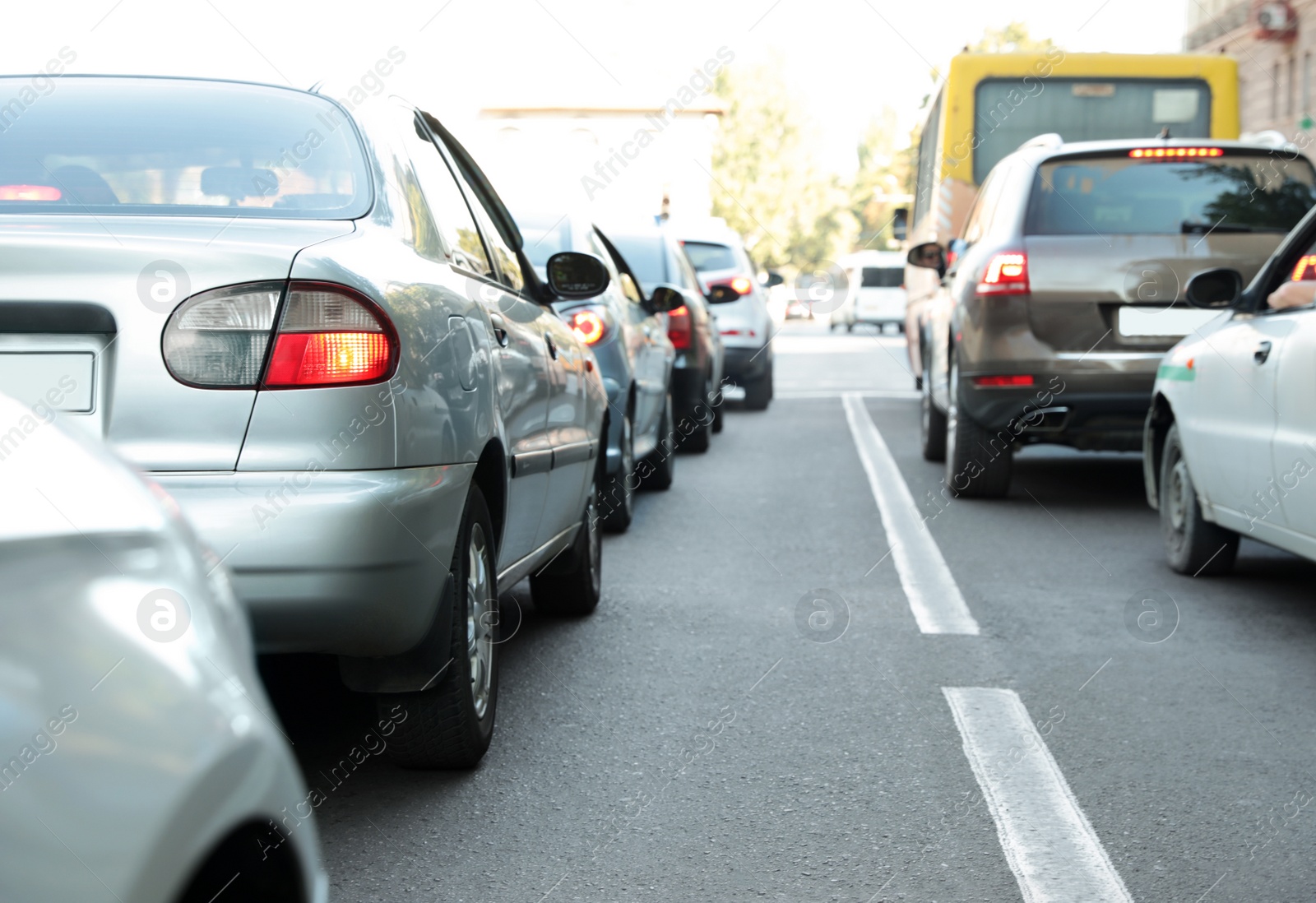 Photo of Cars in traffic jam on city street