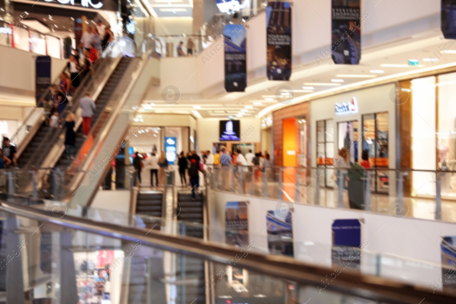 Photo of DUBAI, UNITED ARAB EMIRATES - NOVEMBER 03, 2018: Blurred view of luxury shopping mall