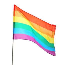 Photo of Bright rainbow LGBT flag isolated on white