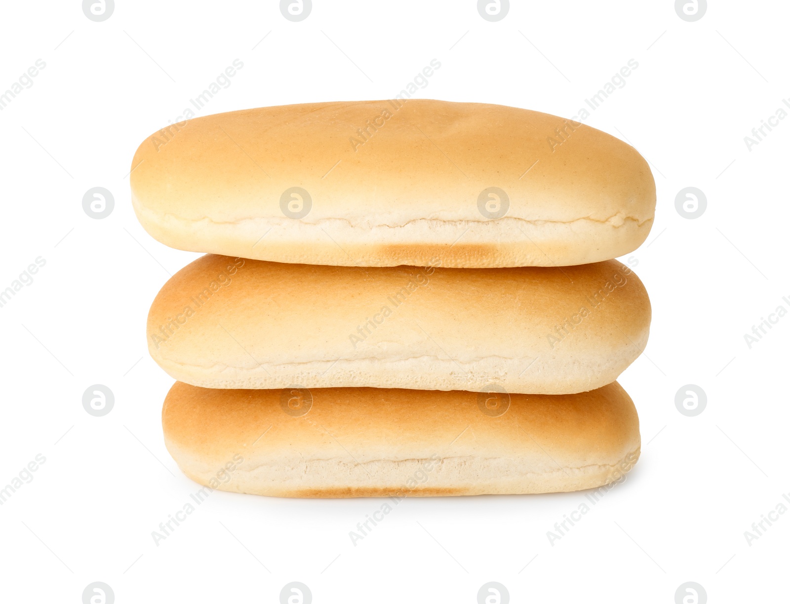 Photo of Three fresh hot dog buns isolated on white