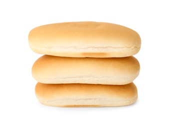 Photo of Three fresh hot dog buns isolated on white