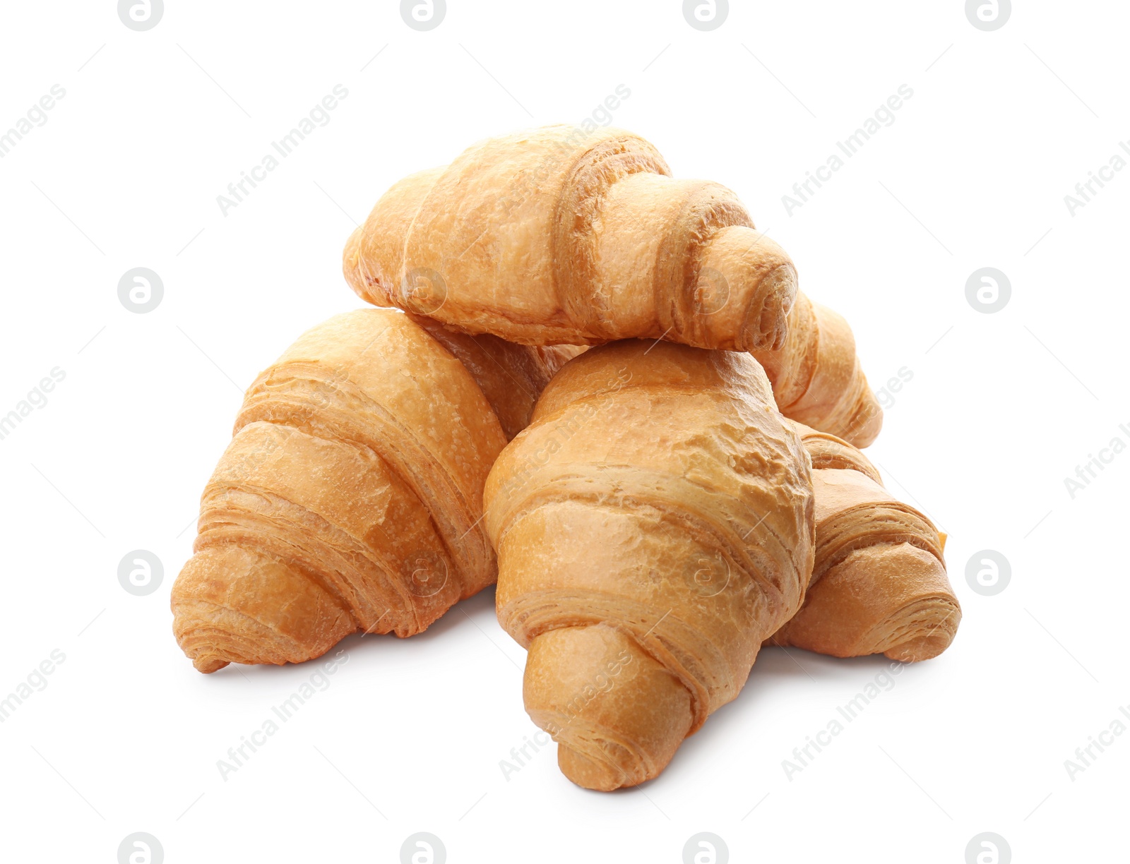 Photo of Tasty croissants on white background