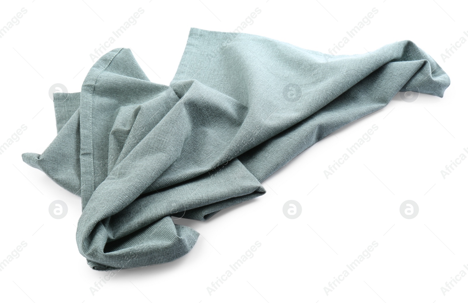 Photo of Crumpled light grey towel for kitchen isolated on white