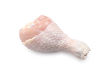 Raw chicken drumstick isolated on white. Fresh meat