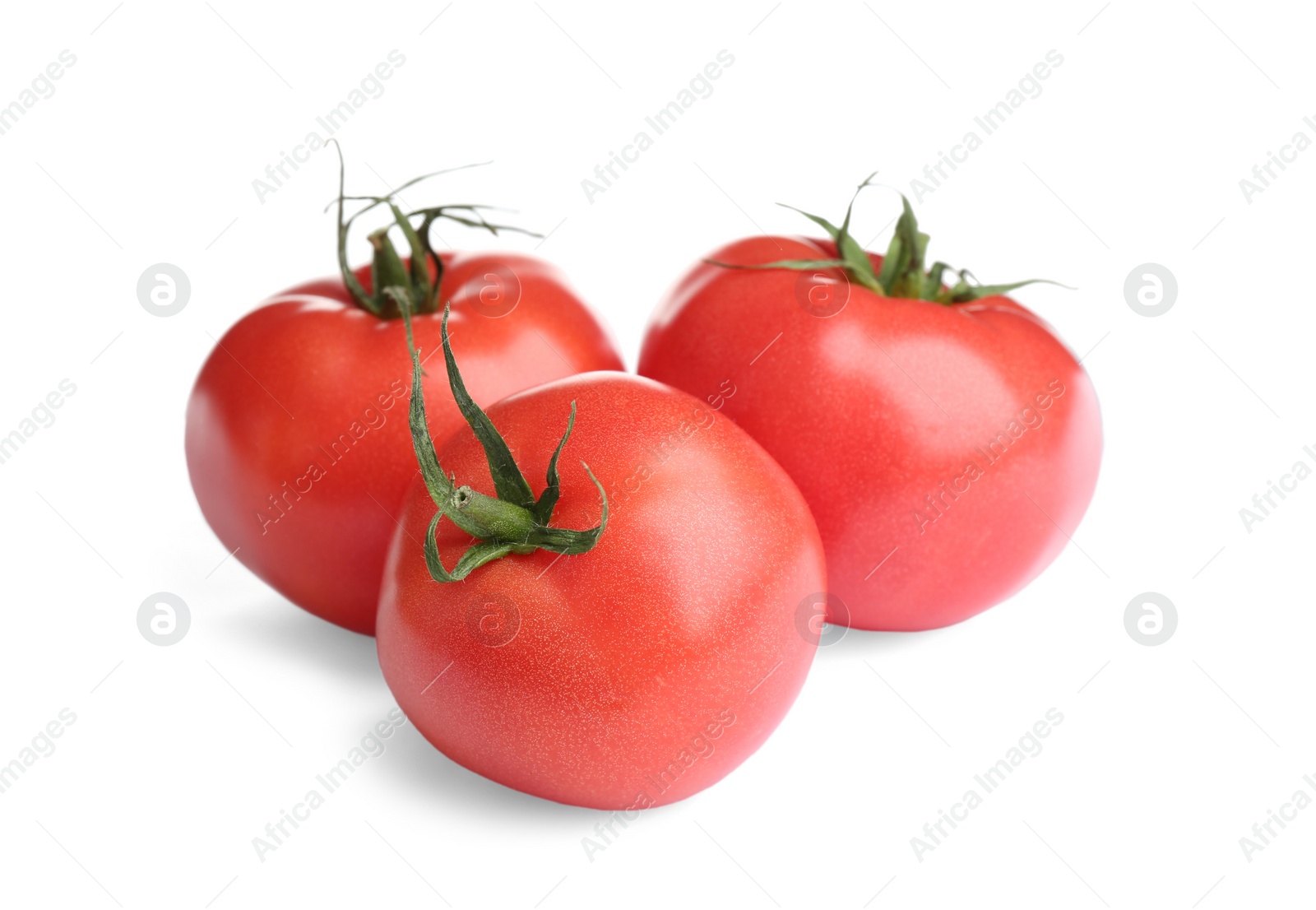 Photo of Fresh ripe organic tomatoes isolated on white