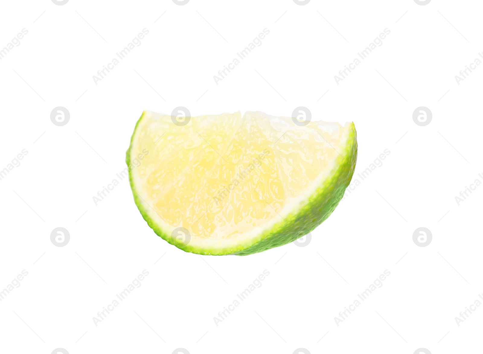 Photo of Citrus fruit. Slice of fresh ripe lime isolated on white