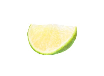 Photo of Citrus fruit. Slice of fresh ripe lime isolated on white