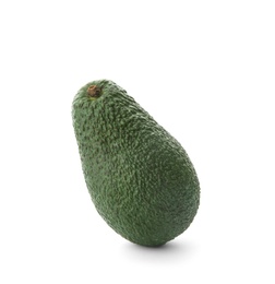 Photo of Ripe avocado on white background. Tropical fruit