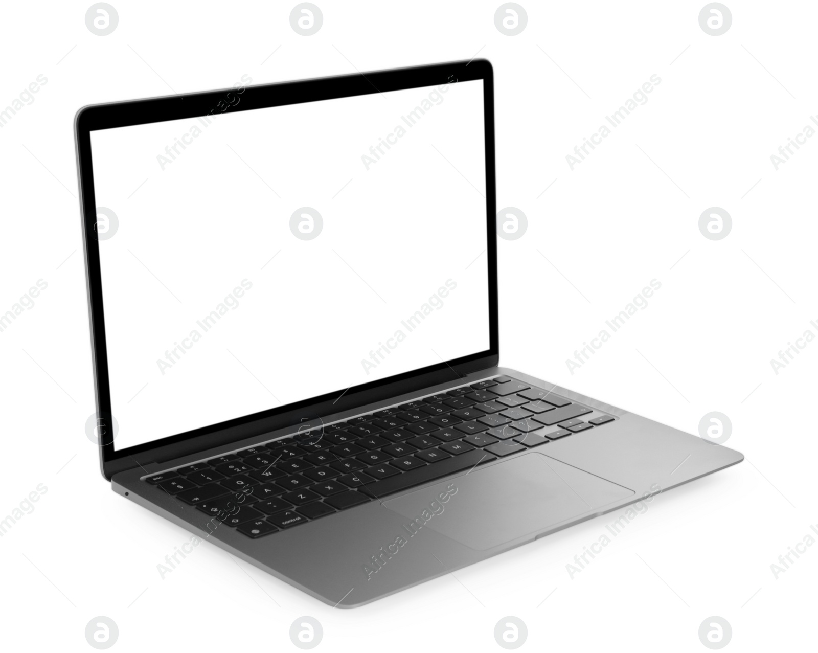 Photo of Laptop with blank screen isolated on white