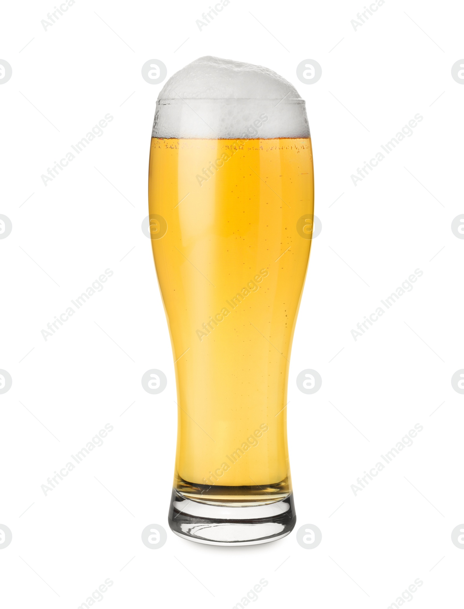 Photo of Glass with tasty beer isolated on white