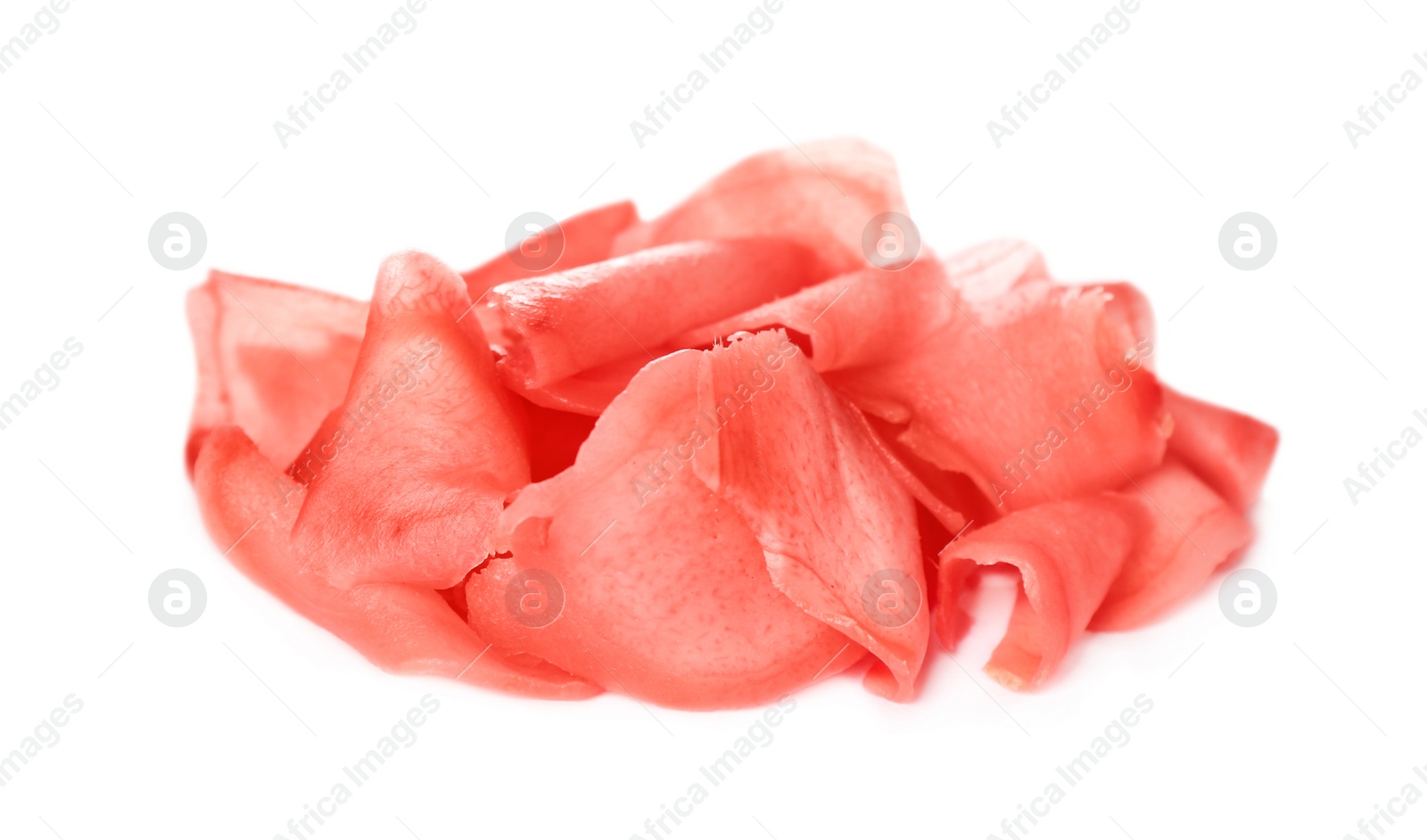 Photo of Pile of pickled ginger isolated on white