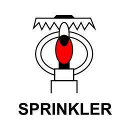 International Maritime Organization (IMO) sign, illustration. Space protected by sprinkler