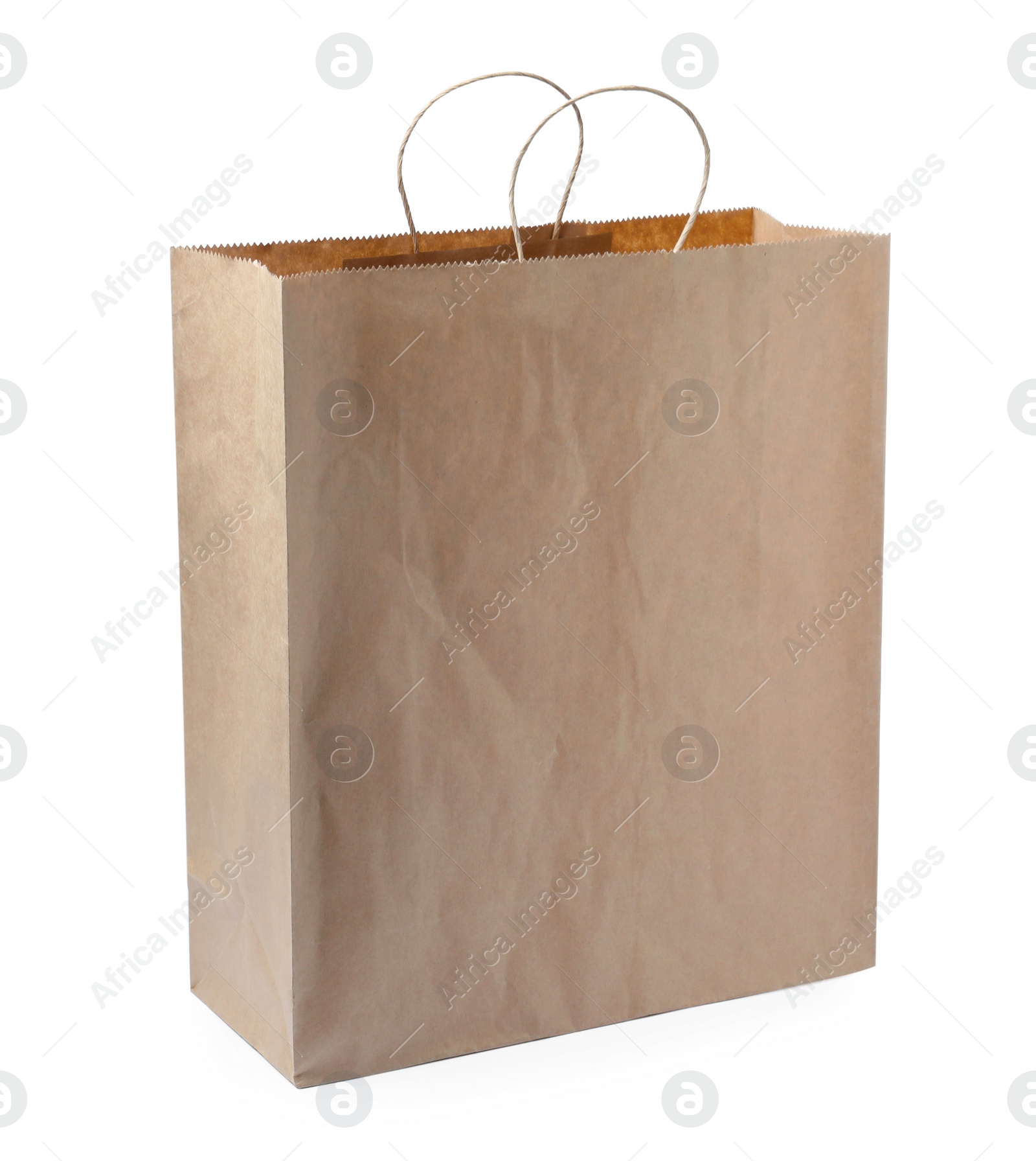 Photo of Kraft shopping paper bag isolated on white