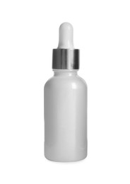 Photo of Bottle of cosmetic serum isolated on white