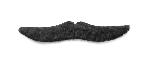 Photo of One funny fake mustache isolated on white, top view