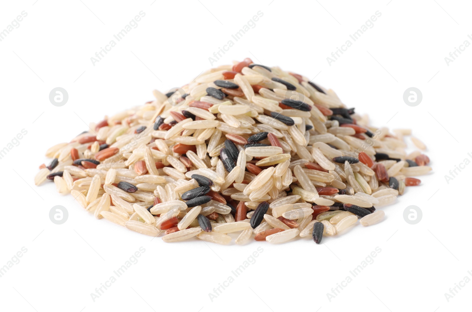 Photo of Different sorts of brown rice isolated on white