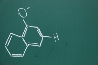 Photo of Chemical formulas written with chalk on green board