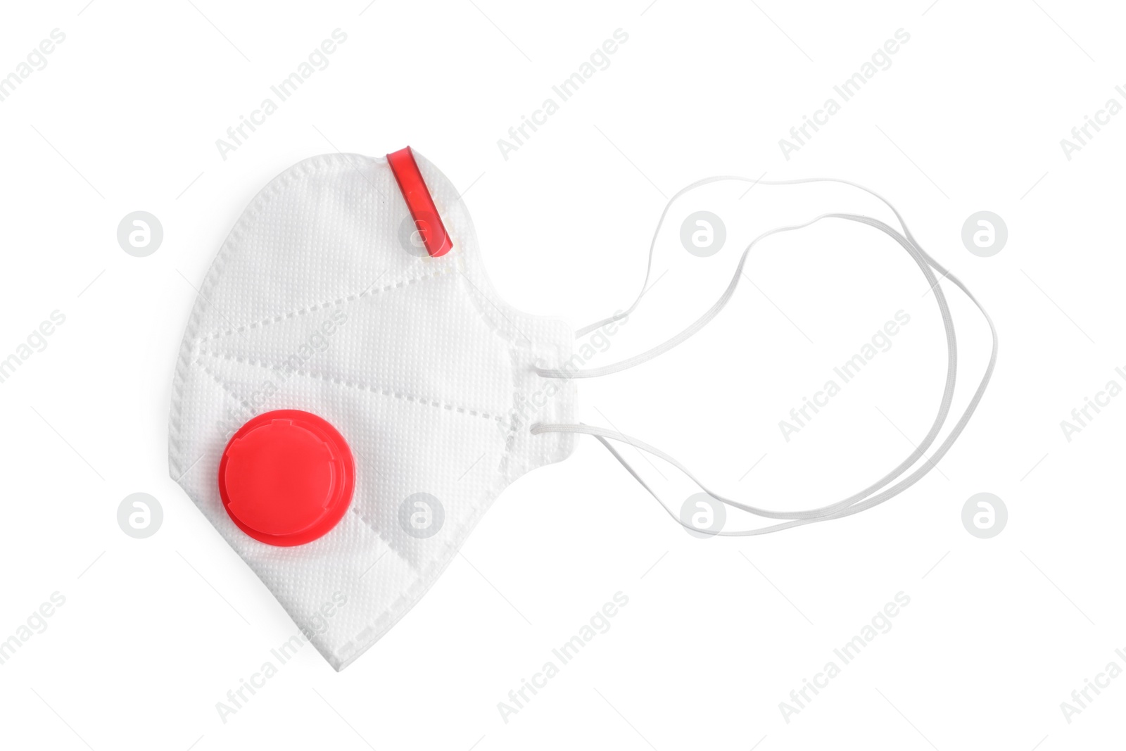 Photo of Respirator mask isolated on white, top view. Safety equipment