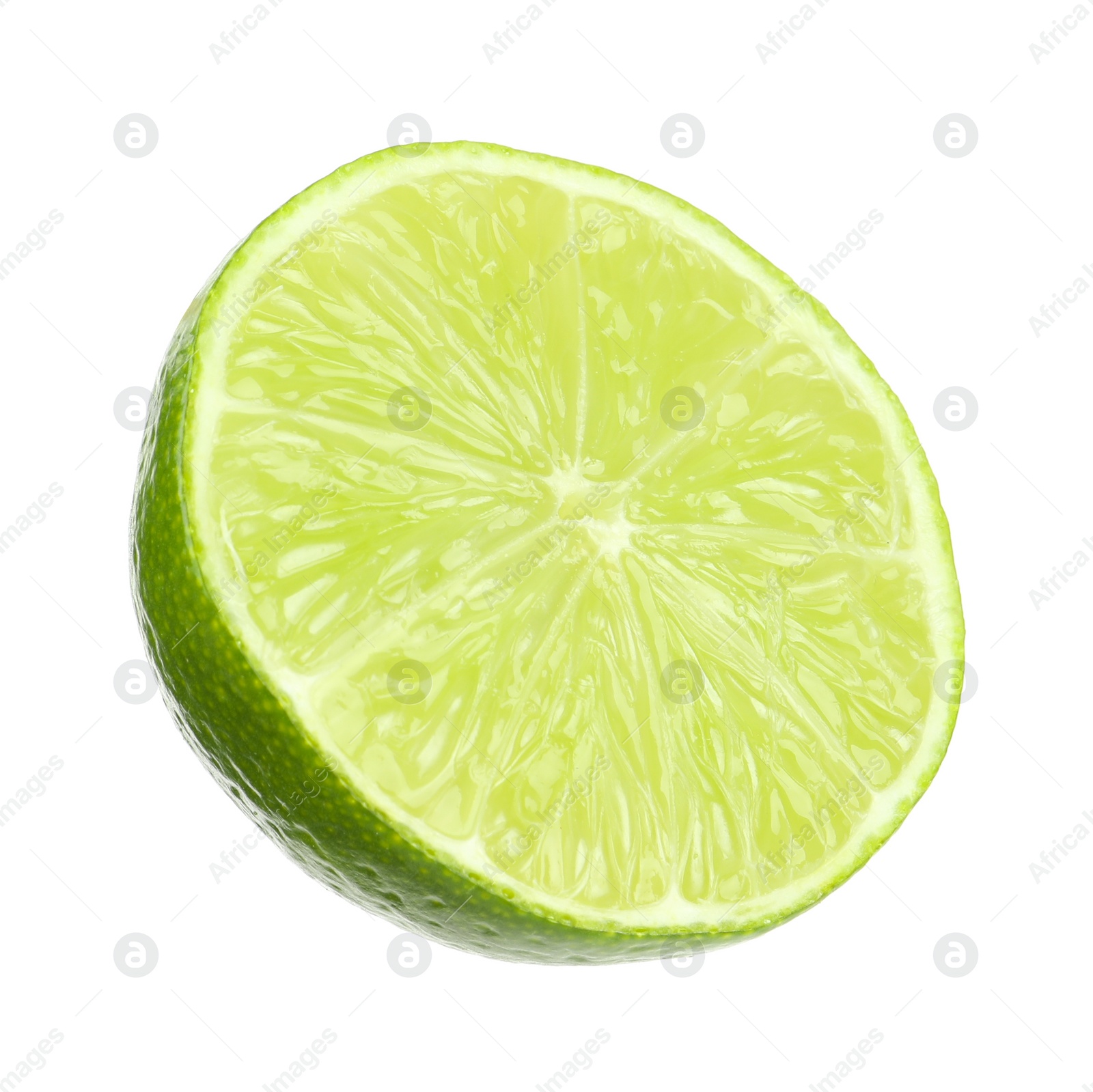 Photo of Half of fresh green ripe lime isolated on white