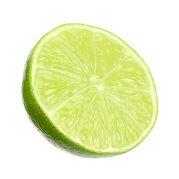 Half of fresh green ripe lime isolated on white