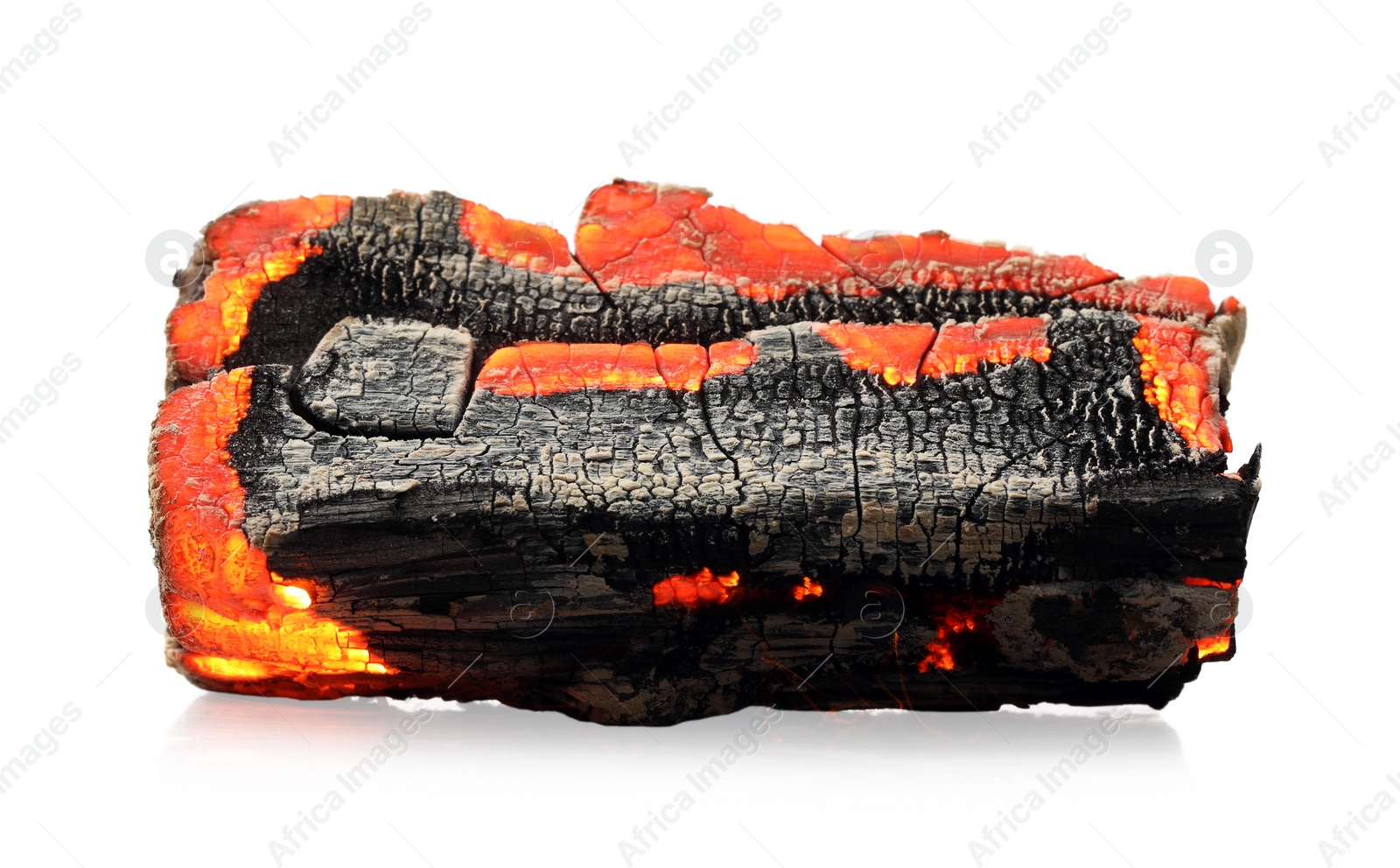 Photo of Piece of smoldering coal on white background