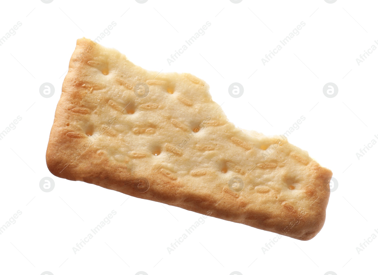 Photo of Piece of tasty cracker isolated on white