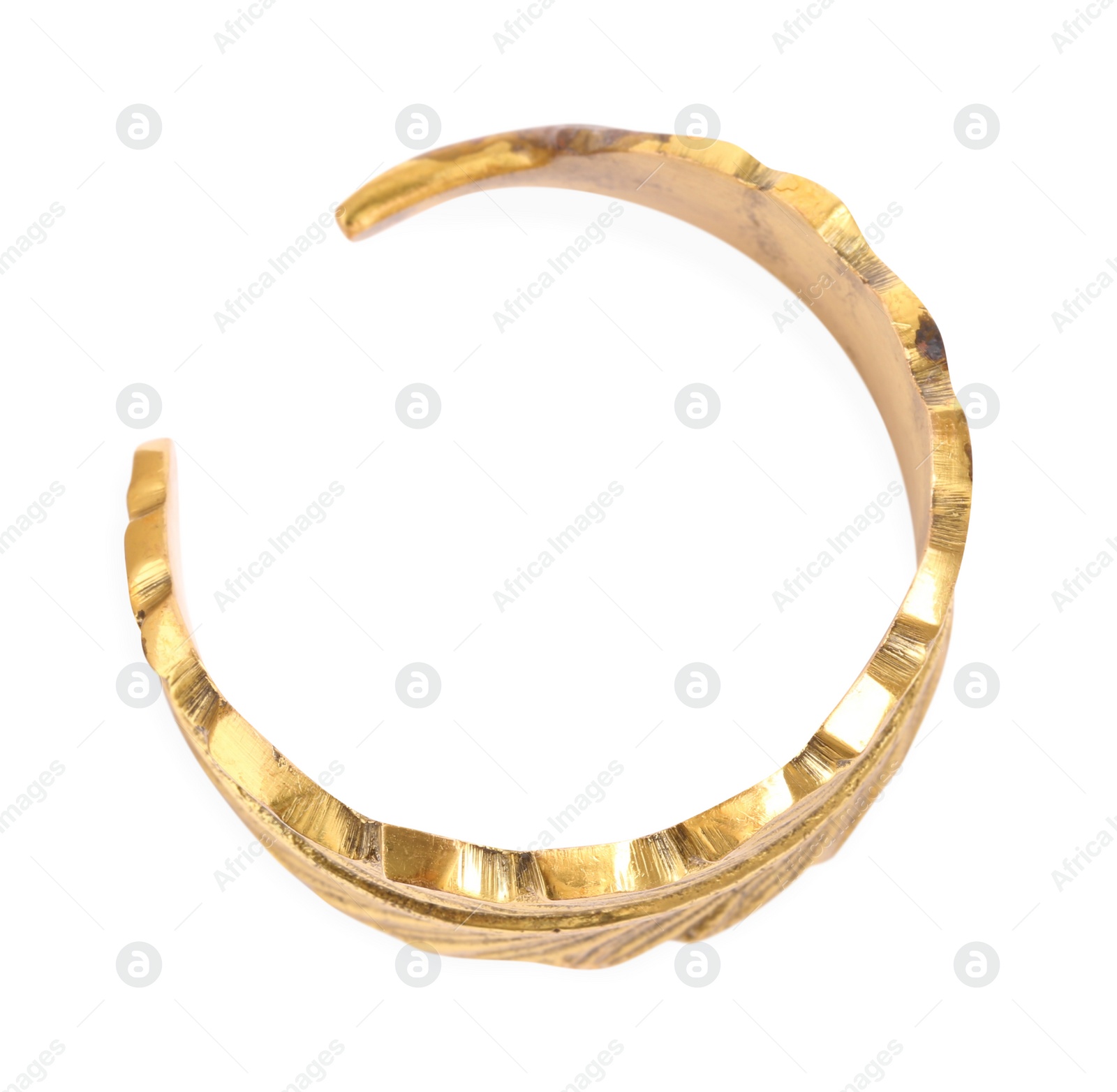 Photo of Decorative ring for napkin on white background, top view