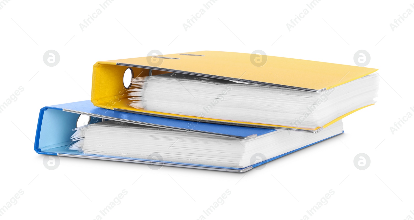 Photo of Two bright office folders isolated on white
