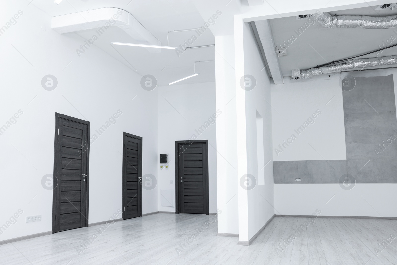 Photo of Beautiful walls and wooden doors in spacious room during repair