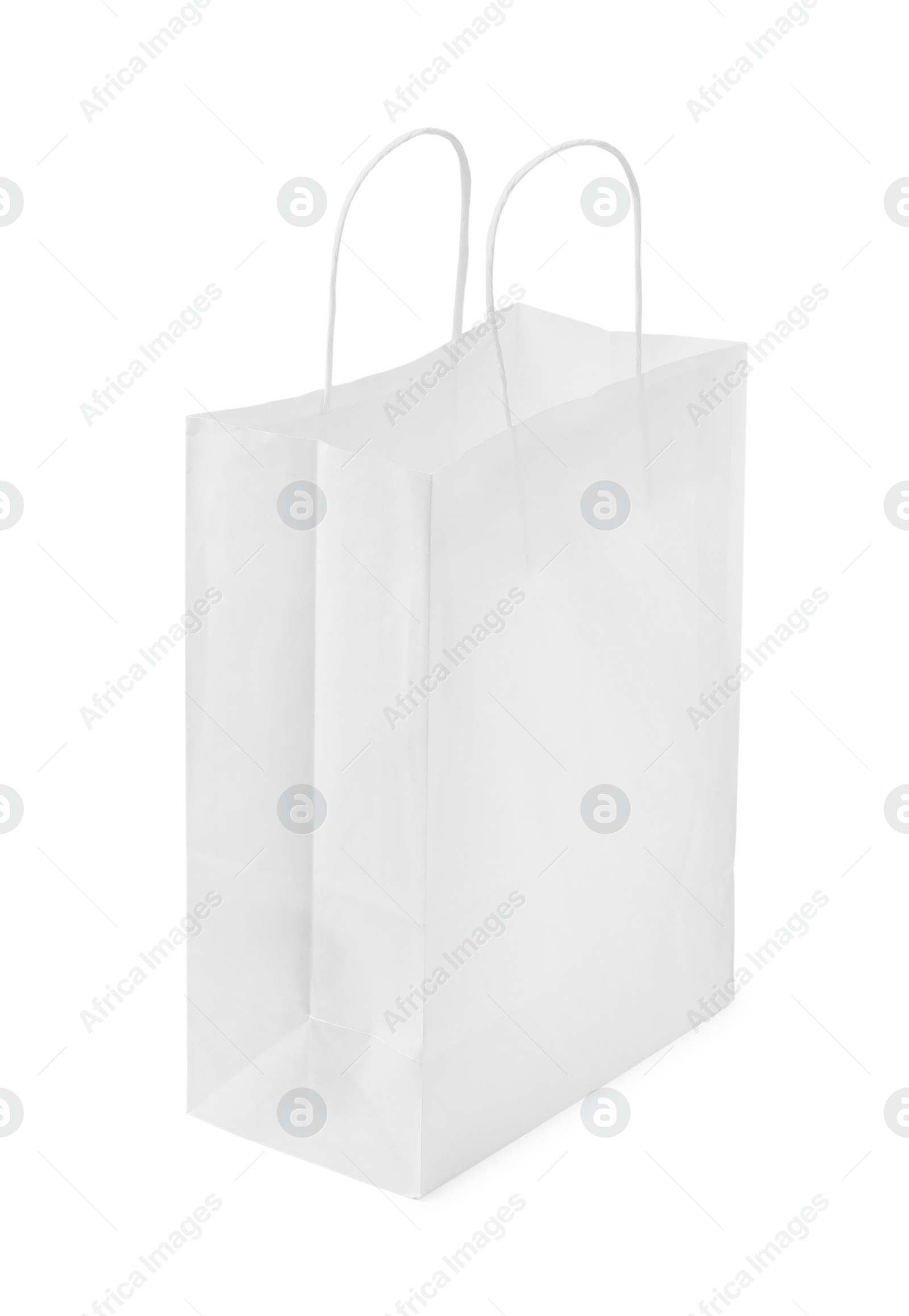 Photo of Empty shopping paper bag isolated on white