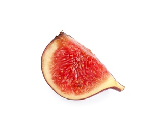 Photo of Slice of fresh fig fruit on white background