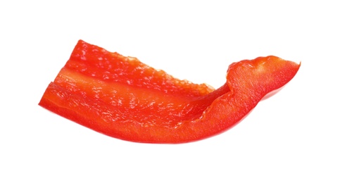 Photo of Slice of ripe red bell pepper on white background