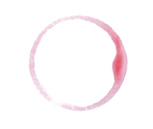 Red wine ring on white background, top view