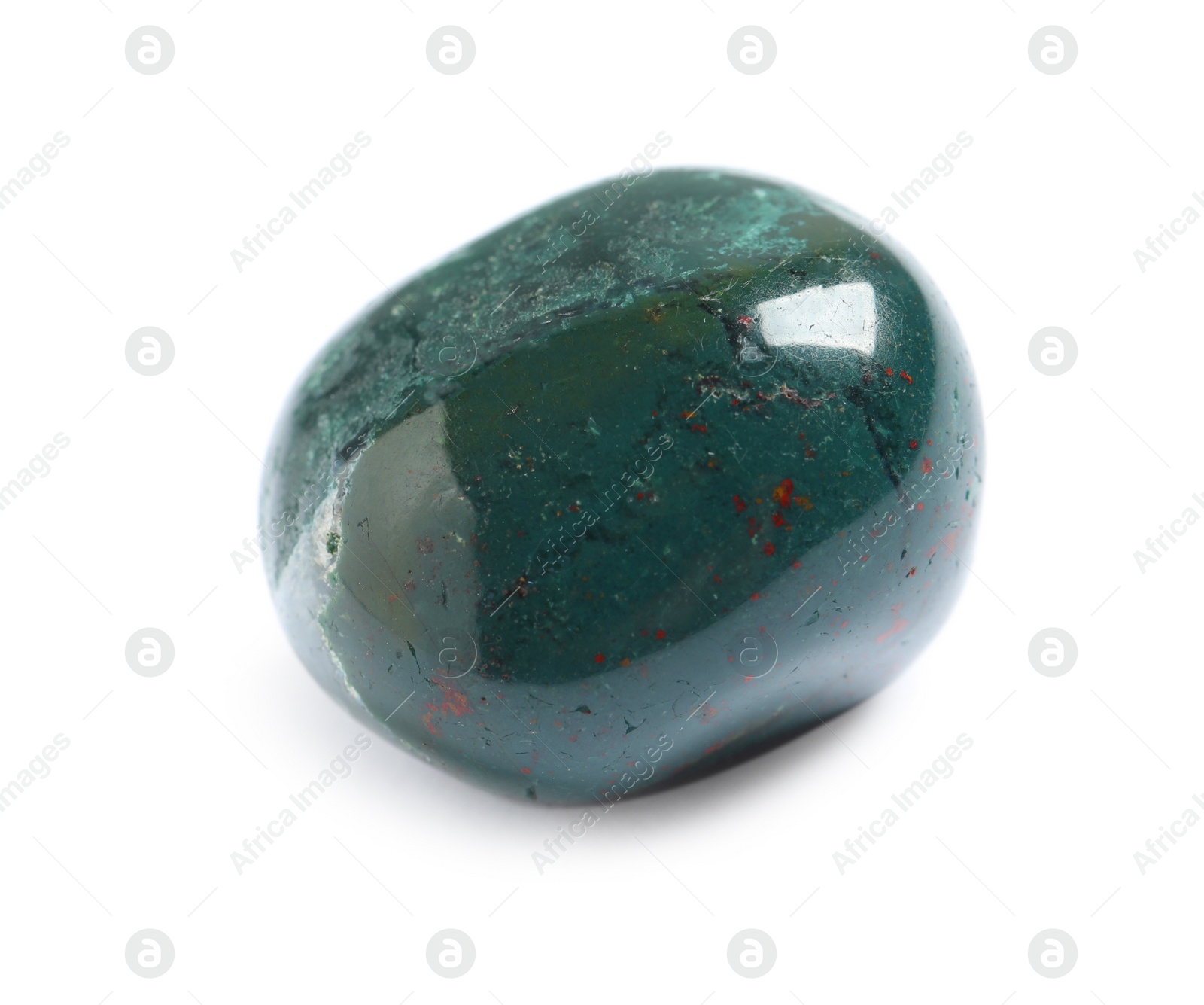 Photo of Beautiful green heliotrope gemstone on white background