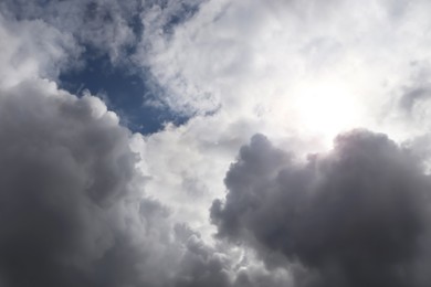 Sky with heavy rainy clouds on grey day