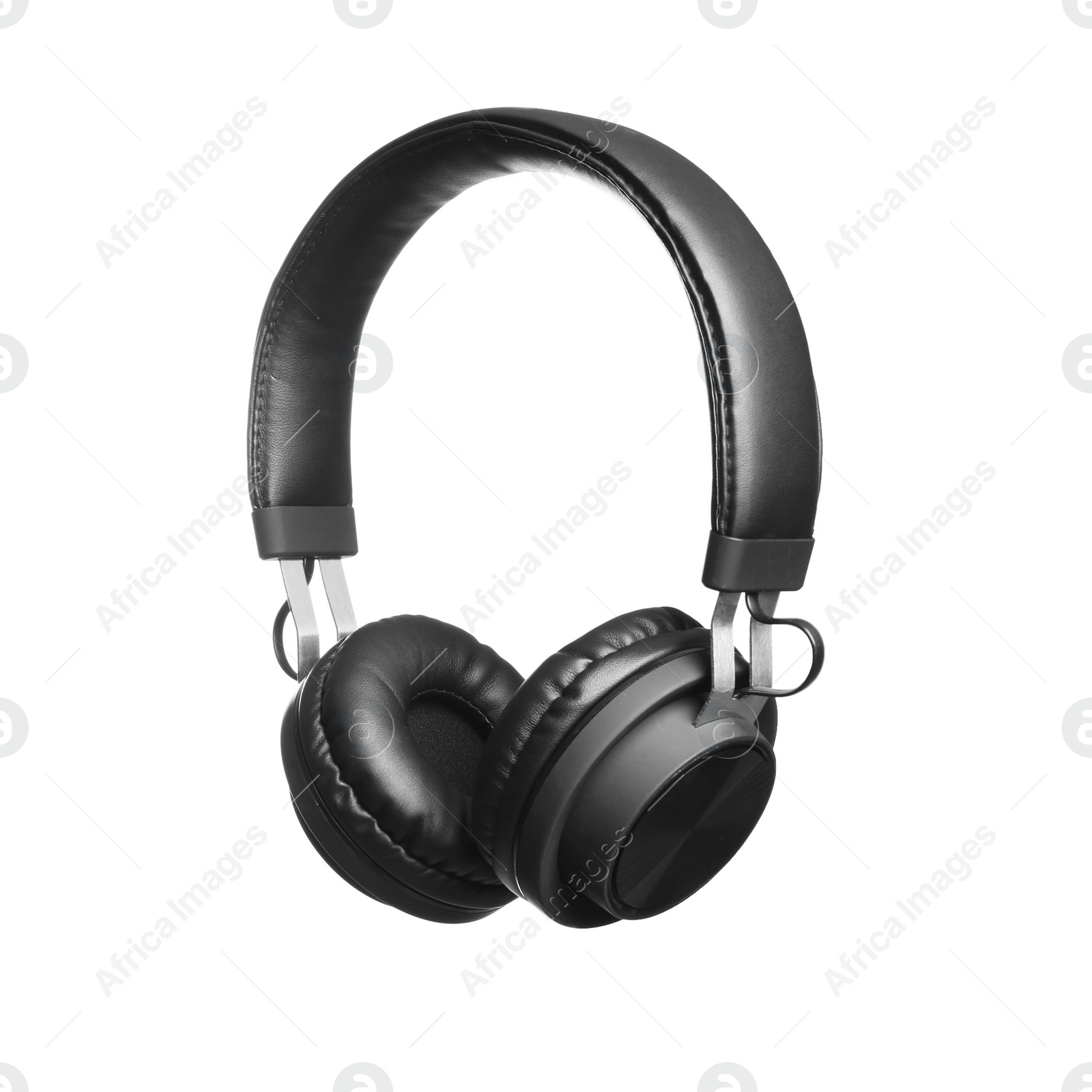 Photo of Stylish headphones with pads on white background