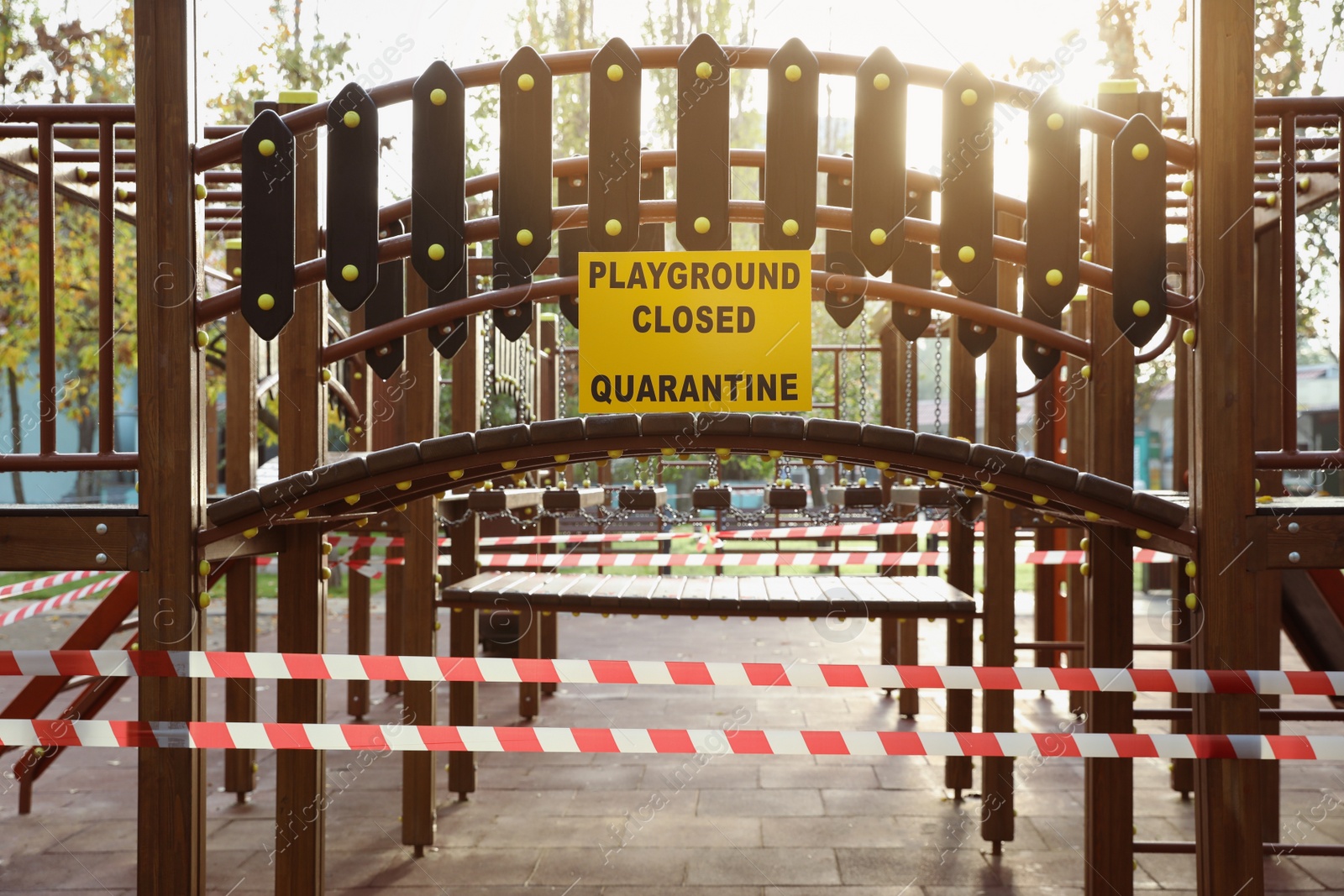 Photo of Empty children's playground closed during COVID-19 quarantine