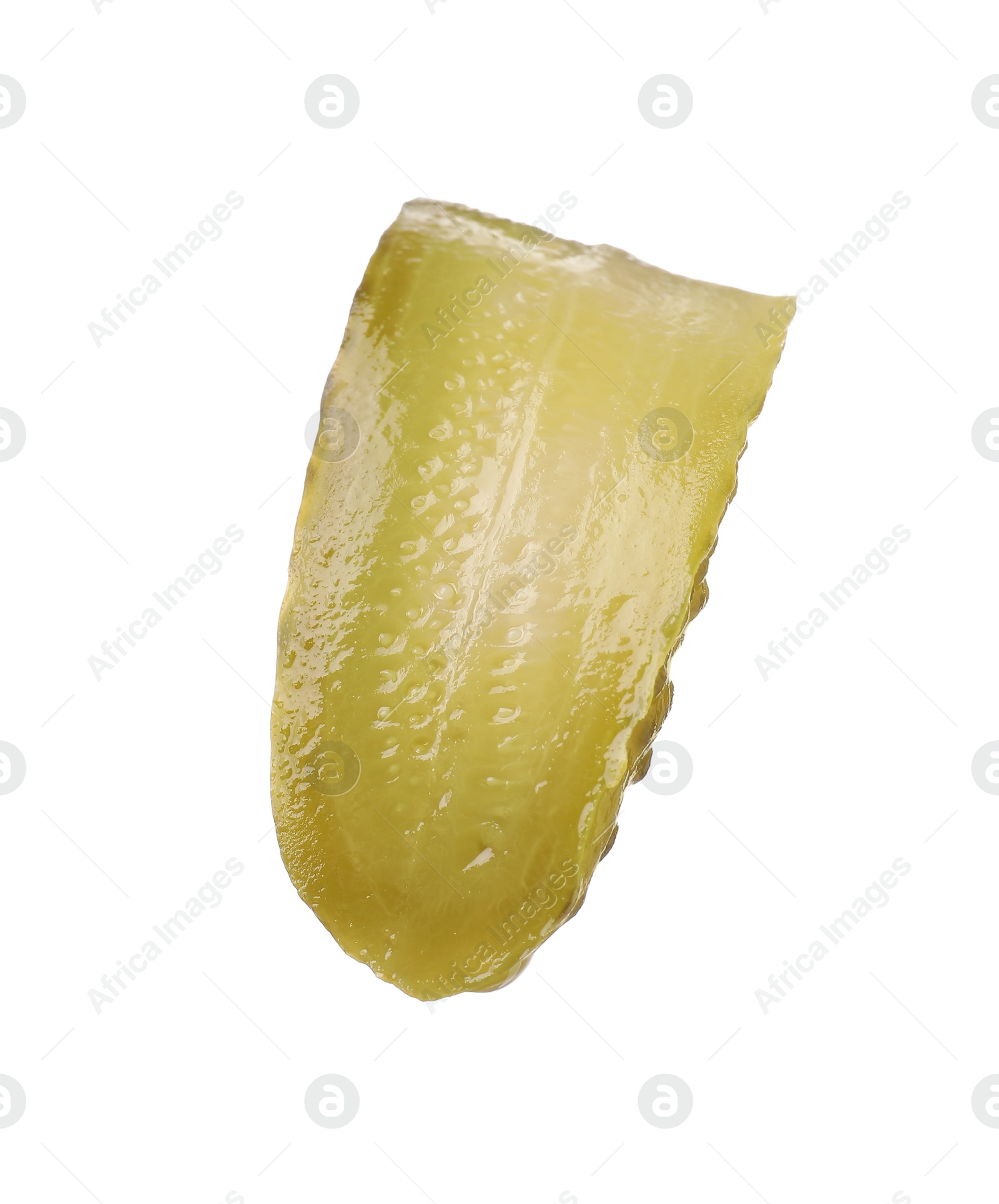 Photo of Slice of pickled cucumber isolated on white