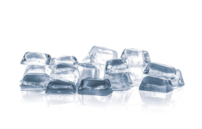 Photo of Crystal clear ice cubes isolated on white