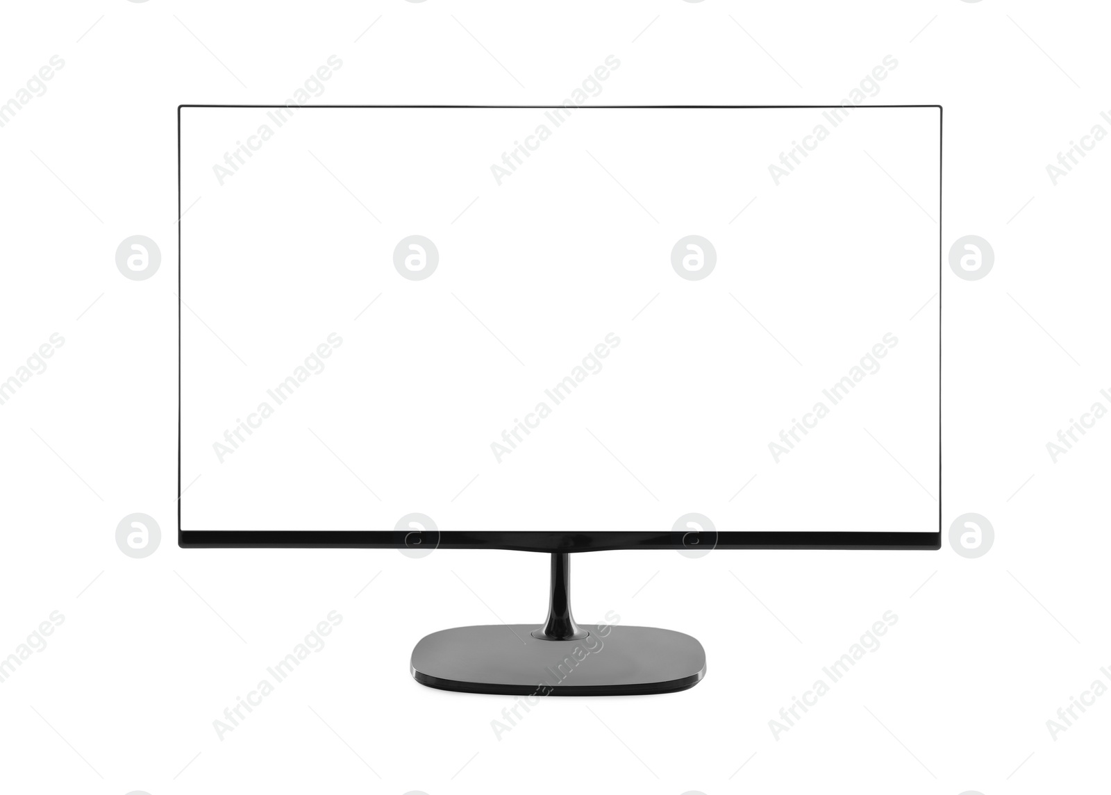 Photo of Modern computer monitor with black screen isolated on white