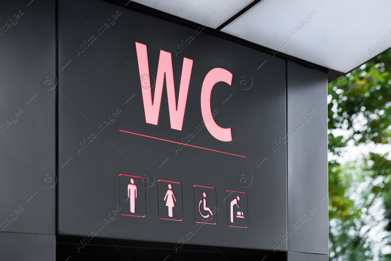 Image of Sign of public toilet with different symbols