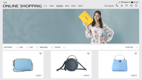Website of online shop on smartphone screen