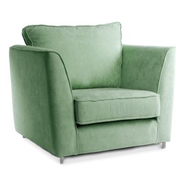 One comfortable green armchair isolated on white