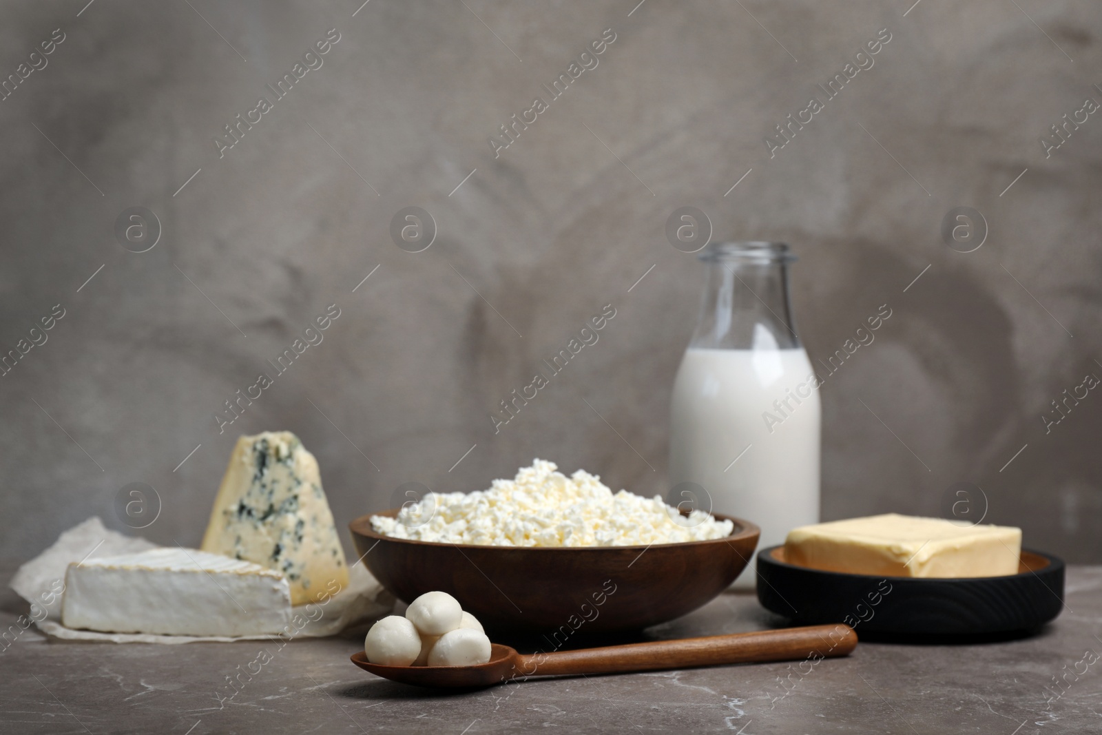 Photo of Different fresh dairy products on table