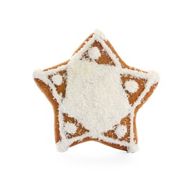 Photo of Star shaped Christmas cookie isolated on white