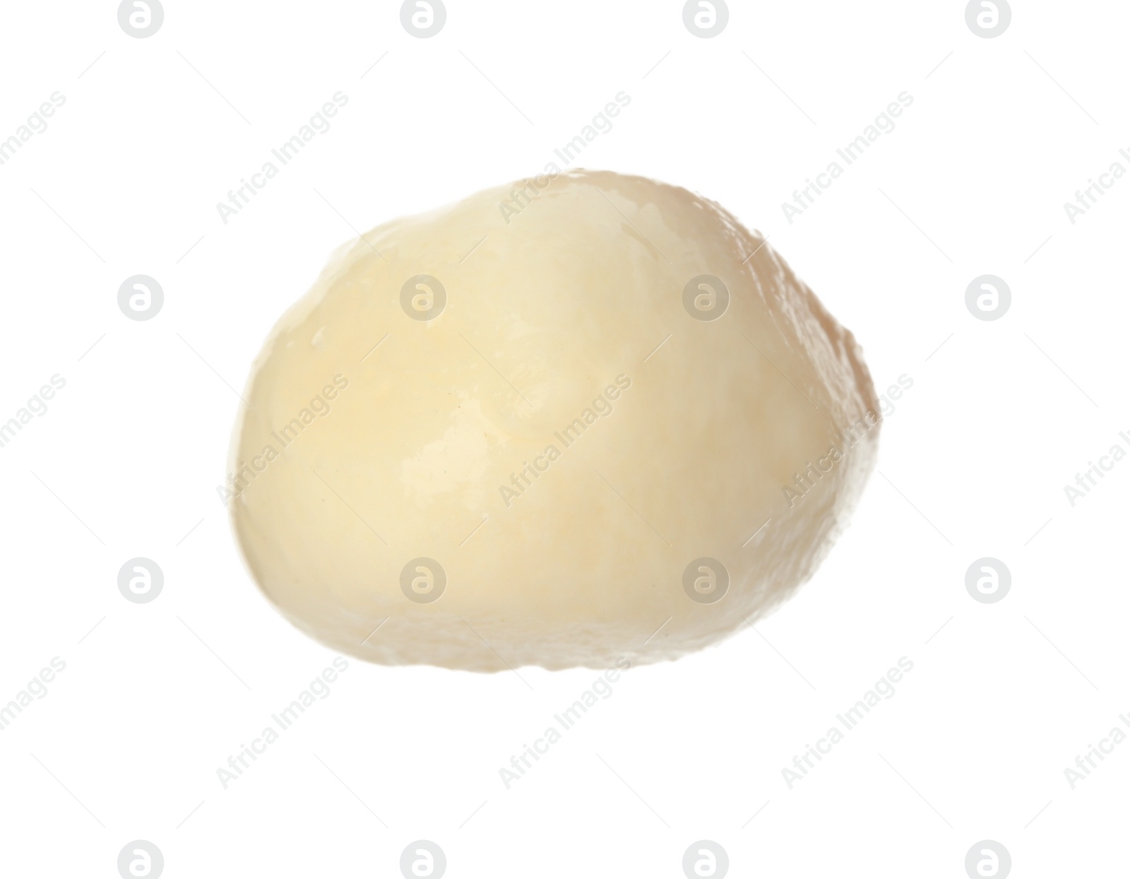 Photo of Delicious fresh mozzarella ball on white background